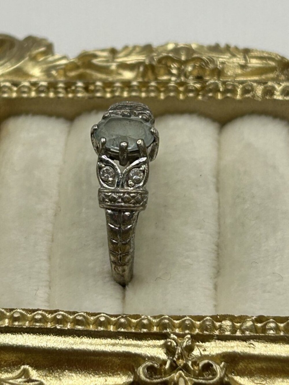 Vintage Ring 925 Sterling Silver Topaz Size 10 Clear Cubic Zirconia Elegant Gift - Picture 8 of 14